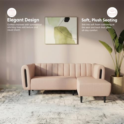 Image of Interio by Godrej Paramount L-Shape 3 Seater Left Hand Side Fabric Sofa, 1-Year Warranty, Solid Wood, Beige