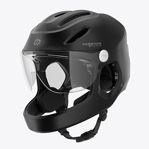 VIRGOMOVE Casque Vélo MIPS avec Visière et Éclairage LED Modèle Virgo Integral | Sécurité Optimale pour Speedbike & Trottinette | Certifié NTA-8776 | Taille L, Noir
