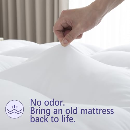 WhatsBedding Memory Foam Mattress Topper, Pressure-Relieving Cooling Mattress Pad with Secure Strap Design for Back Pain, Soft and Supportive Bed Topper