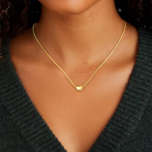 the City Gold Necklace for women, 14K Gold Plated Hypoallergenic Dainty Love Heart Pendant Necklace for Women Trendy, Paperclip Chain Choker Valentines Gifts Fashion Accessories Jewelry Gifts for Her4