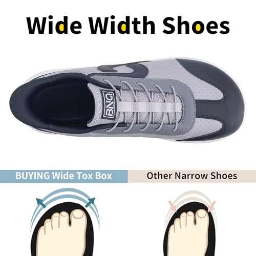 Image of Men's Wide Walking Shoes Tennis Minimalist Sneakers Zero Drop Slip On Comfortable Shoes for Plantar Fasciitis Orthotic Work Standing All Day BlackGrey US 9.5