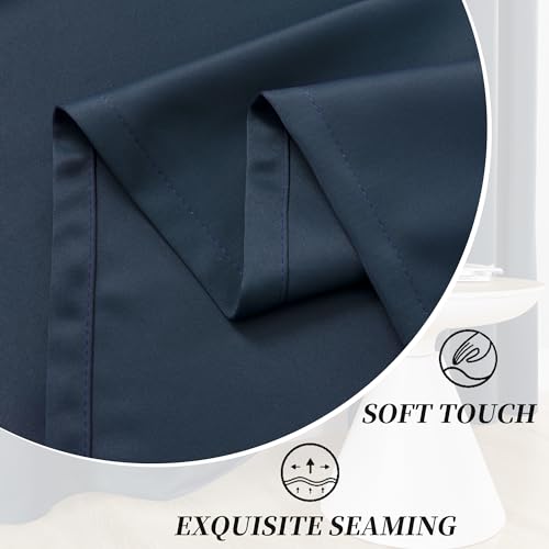 Image of HUTO Blackout Curtains Drapes 54 Inch Length - Thermal Insulated Antique Copper Grommet Black Out Drapery Panels for Basement Bathroom Small Windows, 1 Pair, 42 Inch by 54 Inch, Navy Blue