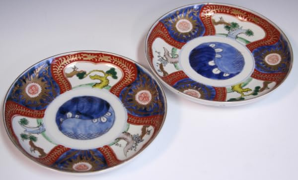 江戸中期 古伊万里 染付 6寸皿 江戸 松竹梅図 古伊万里 熨斗 松竹梅