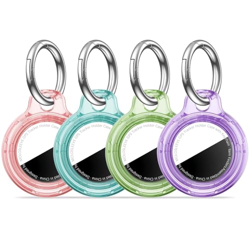 Image of MOLOSLEEVE [4 Pack Case for AirTag 2nd Gen (2026) & 1st Gen, Holder Anti-Scratch Protective Cover for Air Tags, Men's Women's Keyrings & Keychains for Keys, Luggage, Clear Multicolor