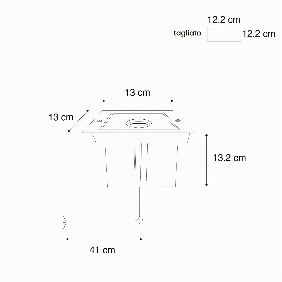 Qazqa oneon - Faretto da incasso da terra Moderno - 1 luce - L 13 cm - Nero - Moderno - Illuminazione esterna