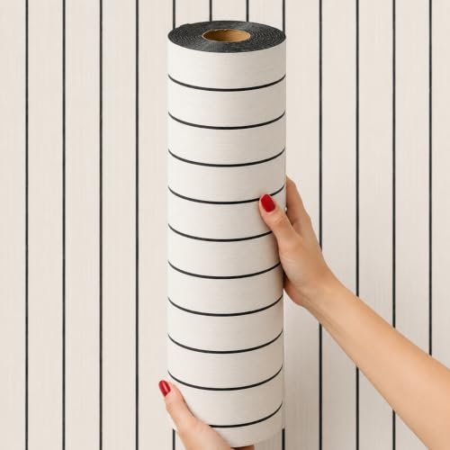 Image of Wood Grain Wall Panel 2 Ft x 10 Ft | Self Adhesive PVC Foam Wallpaper Roll | Soundproof, Moisture Resistant, Peel & Stick Wood Texture for Wall, Ceiling, Bedroom & Living Room (Light White)