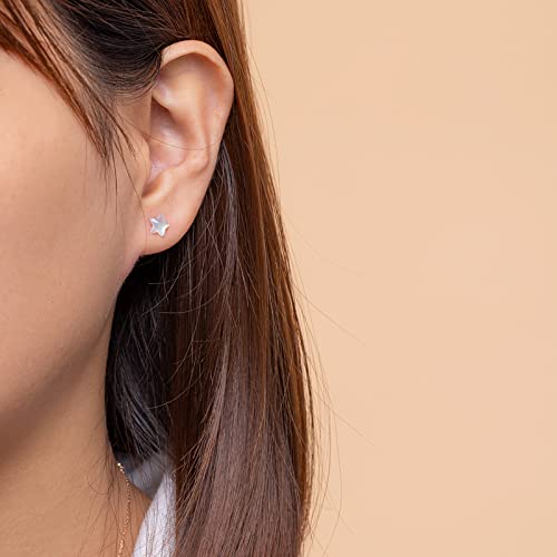 Plastic Earrings,KMEOSCH 4 Pairs Cute and Lightweight Plastic Stud Earrings for Sensitive Ears (Fox & Rose, Stars & Moon)2