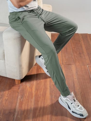 Image of DAMENSCH Men Mid Rise Regular Fit Cotton Blend Solid Moisture Wicking Antimicrobial Zipper Pocket Super Comfortable Baby Terry Lounge Joggers