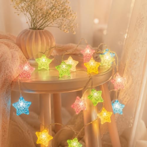 Image of One94Store Plastic Crack Star Led String Light 10 Led 3 Meter Warm White Fairy String Light for Indoor Outdoor Diwali Decoration Light Plug-in (Warm White)