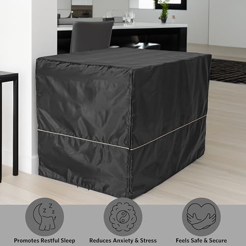 image for MidWest Homes for Pets Large Dog Crate Cover, Black Polyester Privacy 