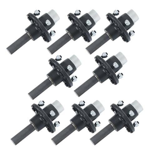 GXYWADY Pre-Assembled 4 on 4 Trailer Hub Kit and 1 Round BT8 Spindle with Trailer Bearing Kit 8 Set
