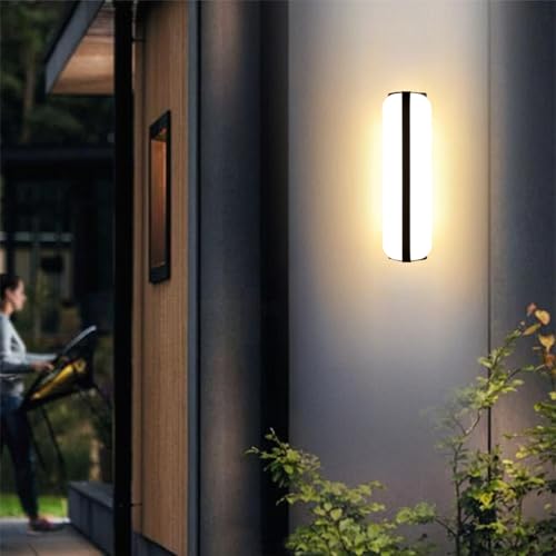 Image of Kawell 24W 2880LM LED Wall Sconce, IP65 Waterproof Up Down Outdoor Wall Light, Modern Hardwired Porch Light Fixture for Patio Living Room Hallway Stair, 3000K