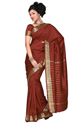 Womens Indian Ethnic Traditional Banarasi Art Silk Saree Sari Wrap Fabric Dress Drape
