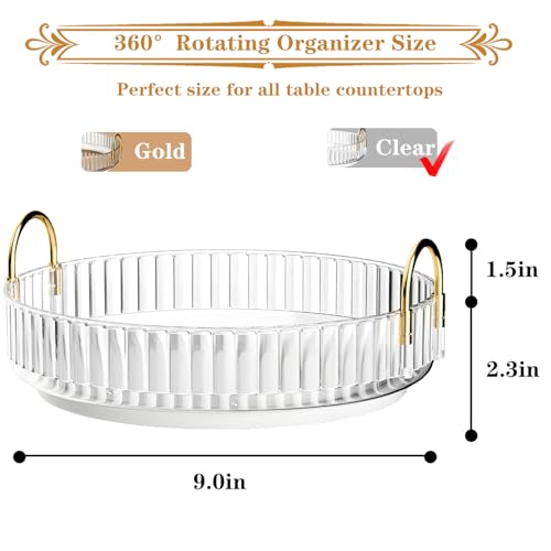 Make Up Kosmtik Organizer, 360° Drehbar Schminktisch Organizer, Multifunktion Schmink Aufbewahrungssystem Skincare für Dresser Schlafzimmer Badezimmer, 1 Schicht, Transparent 4