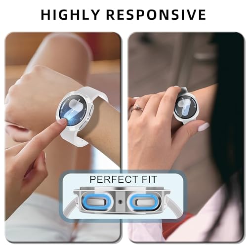 TSOGIA 2 Pack Case with Screen Protector for Samsung Galaxy Watch 9/8 44mm, Screen Protector Case, Hard PC Bumper + HD Anti-Fog Tempered Glass Protective Film, Overall Protective Cover, Clear - image 8