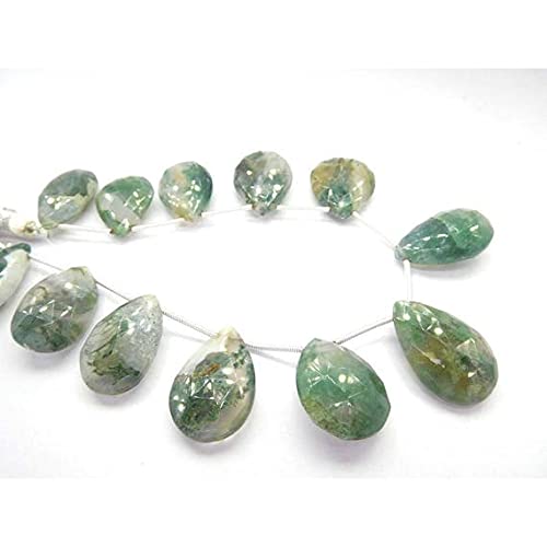 Mousse agate poire briolette pour remplacer les imitations en plastique par des pierres