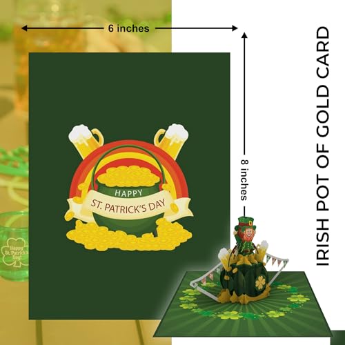 Carte pop-up 3D cadeau Saint-Patrick avec trèfle à quatre feuilles