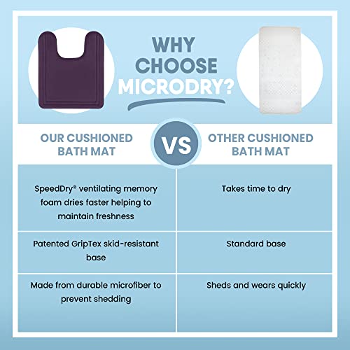 MICRODRY Quick Drying Memory Foam Framed Bath Mat with GripTex Skid-Resistant Base, Contour - 21x24, Iris - Thumbnail 7