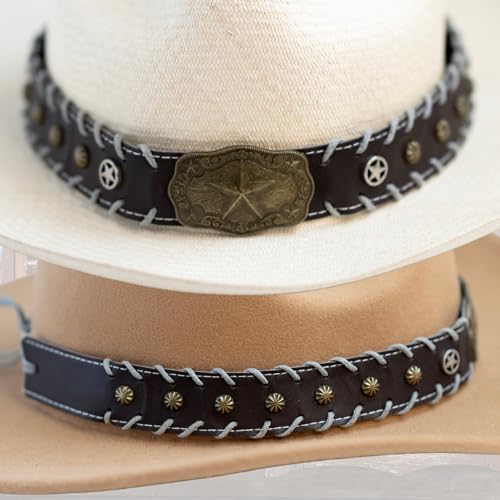 Image of Gamboa Hat Bands for Cowboy and Cowgirl Western Accesories for Men and Women Leather Style Hat Belt Band
