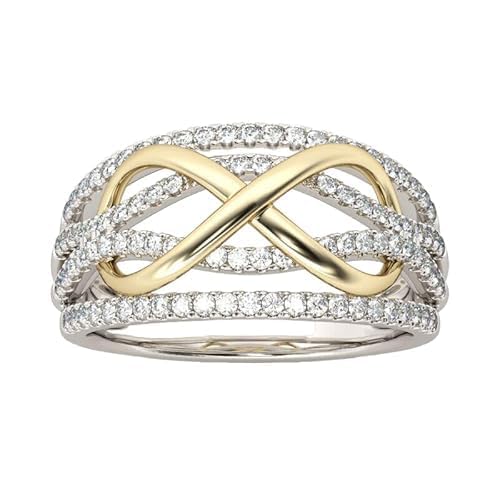 Round Cut Diamond Eternity Ring, 1.50 Ct, Two Tone 14K Gold Finish, Sterling Silver 925, Wedding Band