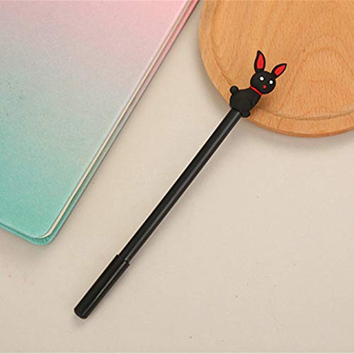 Bolígrafos gel negro conejo kawaii 6 unidades miniatura 4
