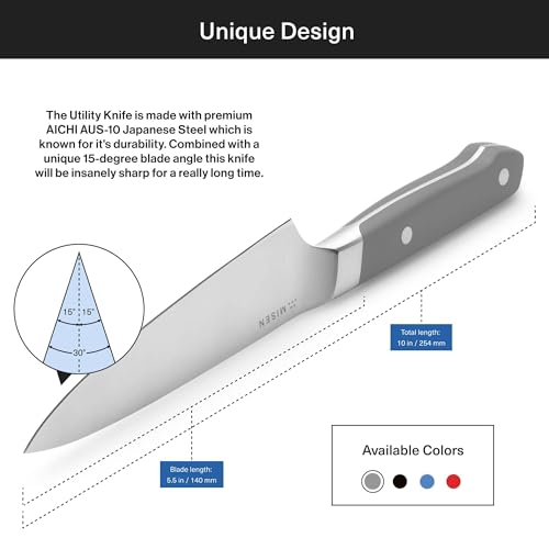 Image of Misen 6.8 inch Chef Knife - High Carbon Japanese AUS-10 Stainless Steel - Hybrid German & Japanese Blade - Precision Kitchen Knife for Professionals & Home Cooks - Ultimate Cutting Performance - Gray