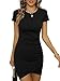 Laughido Mini Kurzarm Bodycon Rundhals Wickelkleid Damen Sommerkleid Kurzes Strandkleid Gerüscht Eng Tshirt Kleid (Schwarz, Groß) Damen Kleid günstig Kaufen-Laughido Mini Kurzarm Bodycon Rundhals Wickelkleid Damen Sommerkleid Kurzes Strandkleid Gerüscht Eng Tshirt Kleid (Schwarz, Groß)