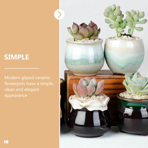 Pots à plantes en céramique Milisten lot de 6 avec trou de drainage style aléatoire