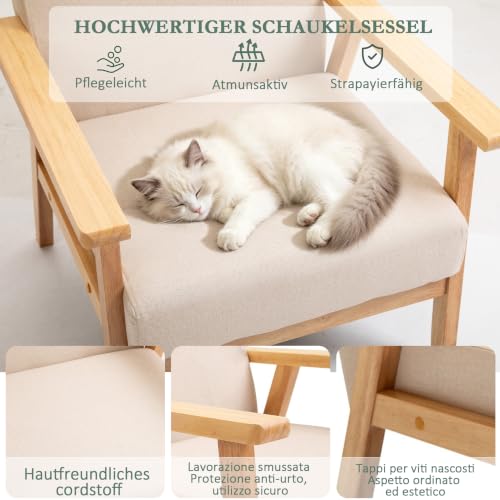 Mingone Sessel Cocktailsessel mit Armlehnen&Holzrahmen Beige