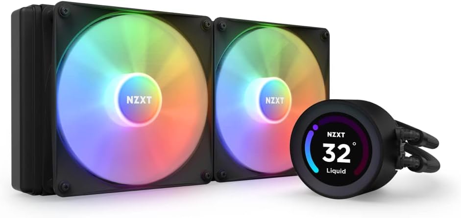 Kraken Elite 280 RGB - RL-KR28E-B1-280mm AIO CPU Liquid Cooler - Customizable 2.36" Wide-Angle LCD Display for GIFs, Images, Performance Metrics - 2 x F140 RGB Core Fans - Black