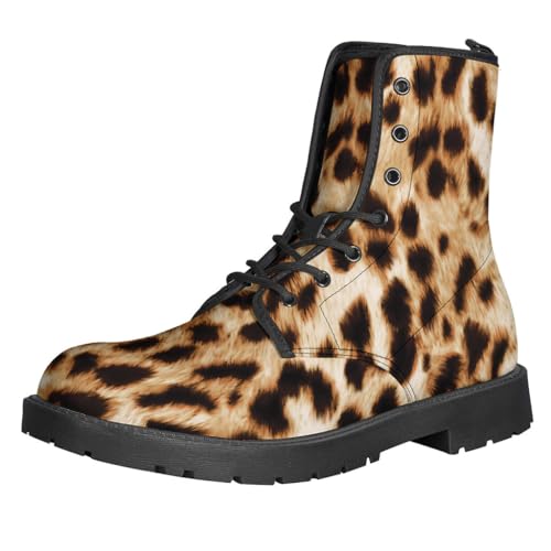 Leather Cheetah Print Boots - Stylish Animal Theme Fashion Footwear