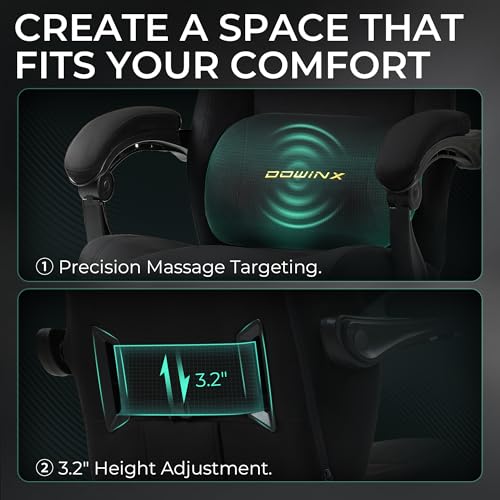 Sedia da gaming, ergonomica, con cuscino lombare massaggiante, poggiatesta regolabile in altezza, cuscino ispessito, poggiapiedi allungabile, braccioli regolabili, velluto in microfibra - Sedia gaming - Immagine 6