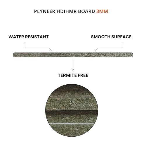 Image of Plyneer HDIHMR MDF Board - High-Density Moisture & Impact Resistant Wood for Modern Furniture & Interior Designs (3mm)-8ft x 4ft