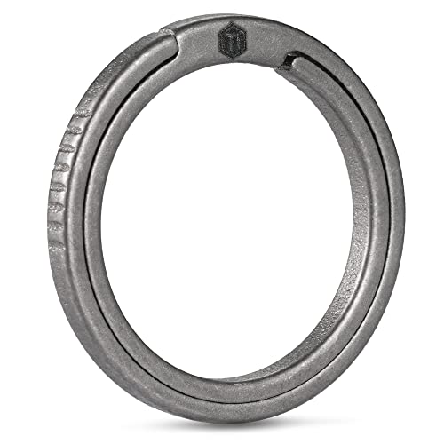 KeyUnity KA18 Titanium Flat Key Rings 33/25/17.5mm Side Pushing Split Ring for Key Carabiner Flashlight Knife Dog ID Collar Tag (1L)