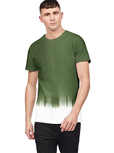 ITALY MORN Hombres Manga Corta Camiseta de Tie Dye de Cuello Redondo Ajuste Regular T-Shirt Teñido Anudado (Ejercito Verde Tie Dye, S)