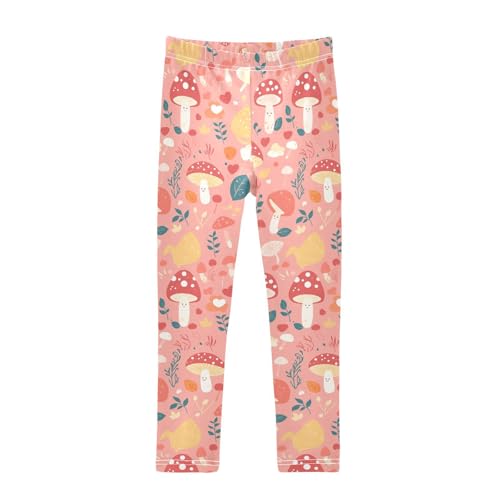 KLL Seamless Design Safari Mushroom Little Girls Athletic Leggings Stretch Full Length Workout Pants Exercise