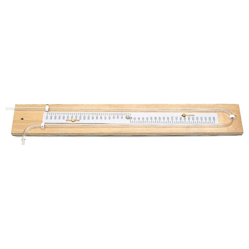 Manometro a U a colonna d’acqua scala 60 mbar con base in legno e tubo plexiglass