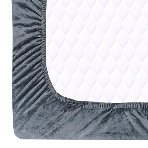 Image of Sands Flannel 300 TC Luxurious Bedsheets for Winter, King Size Fitted Warm Double Bedsheet, 72 x 78 x 10 inches, with 2 Pillow Covers (Gray)