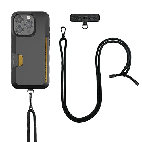 Image of Smartish iPhone 15 Pro Wallet Case with Crossbody Lanyard Strap - Wallet Slayer Vol. 1 - [Slim + Protective] Credit Card Holder with Universal Detachable Shoulder Neck Strap - Black Tie Affair