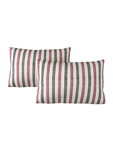 Image of 180 TC Pillow Cover Set of 2 | Pillow Cover Cotton 100% | Pillow Cover Set of 2 King Size | Wrinkle Free & Fade Resistance | Striped Pattern | Standard Size | All Season Use (Multicolor2)