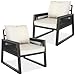 tectake® Rope Design Lounge Möbel Set für Garten oder Balkon, Aluminium Outdoor Sitzgruppe Terrassenmöbel mit 2 Lounge Sessel, inkl. Gartenmöbel-Kissen, wetterfest