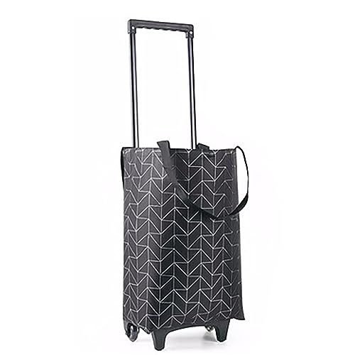 Carrello Portaspesa, Borse Spesa Per Carrello, Carrello Portatile Pieghevole Con Custodia Per Ruote (Color : Black)
