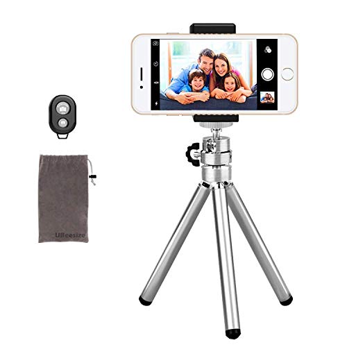 Phone Camera Tripod, UBeesize Compact Aluminum Tripod with Wireless Shutter Remote and Universal Phone Mount, Lightweight Small Portable Tripod Stand Holder for Camera, Compatible iPhone