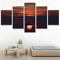 SIGNWIN 5 Panel Canvas Wall Art Colors of The Sky for Home Decorations Ready to Hang - 60
