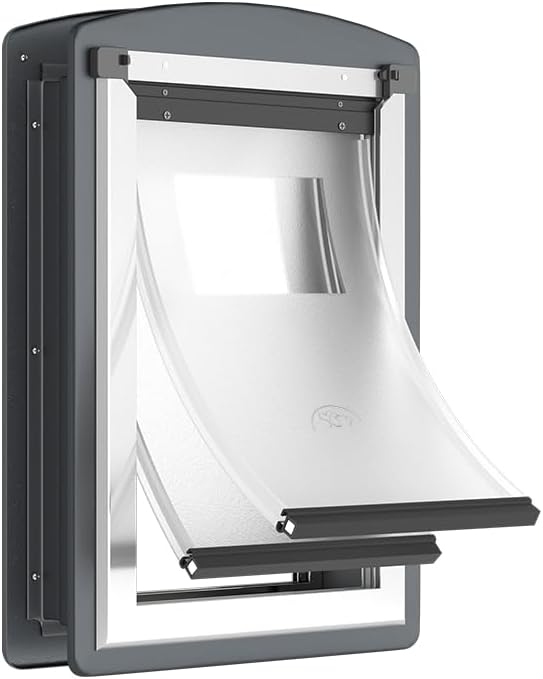 HARDLIGHT Never Rust Extra Large Dog Door with Aluminum Frame, Extreme Weather XL Dog Door for Door, Two Sliding Panels, Pet Door for Dogs Up to 220 lbs