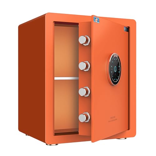 XRRJFYH Cofre con Codigo Caja Fuerte Pequeña Cajas Fuertes para Casa Caja Caudales con Llave Safe Caja Seguridad con Estante y Función de Alarma(Orange,45cm/18in)