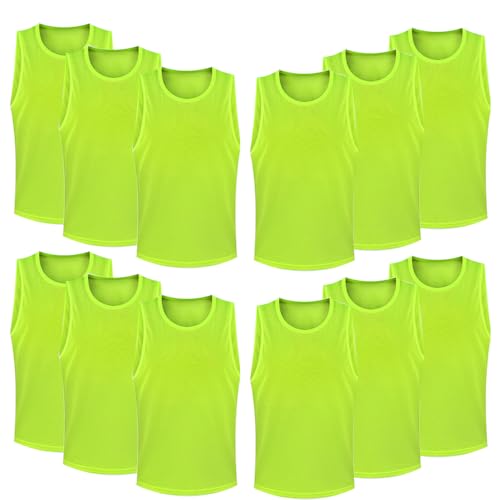 FIBOGOUP Fußball Trainingsweste,Fussball Leibchen Kinder Erwachsene,Fussballtraining Zubehör,Westen fürs Teamtraining (12 Stück, Größe XL 185cm+)