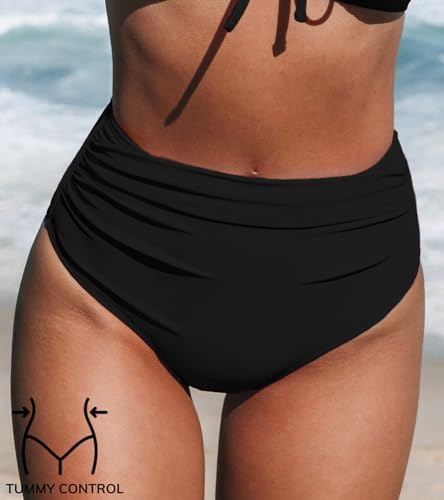 CUPSHE Women Swimsuit Bikini Bottom High Waisted Full Coverage Tummy Control Bathing Suit4
