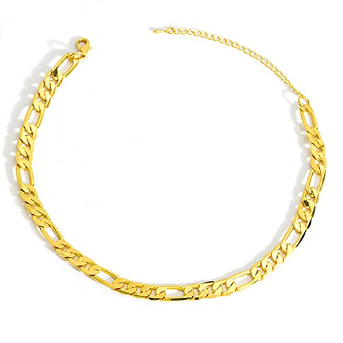 Collier chaîne Figaro 5mm plaqué or de haute qualité pour look hip hop tendance