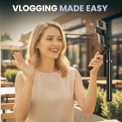 Image of EDNITA ET16 Selfie Stick Tripod Stand Long 67 inch /1.7m, 360 Rotation Grip Handle for Anti Shake Shooting Tripod, Multifunctional Bluetooth Tripod for Mobile Phone for Vlogging, Live Stream and Travel